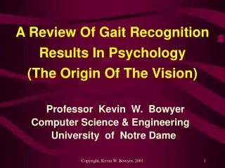 A Review Of Gait Recognition Results In Psychology (The Origin Of The Vision)