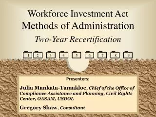 Workforce Investment Act Methods of Administration