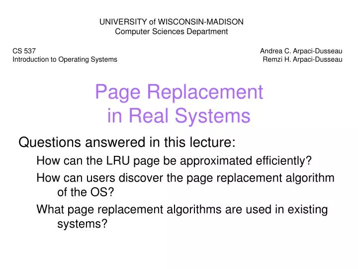 page replacement in real systems