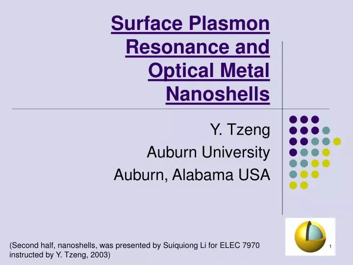 surface plasmon resonance and optical metal nanoshells
