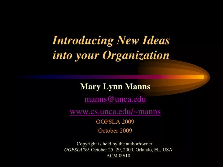 introducing new ideas into your organization