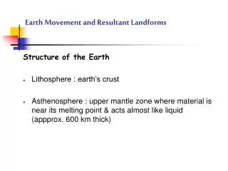 Earth Movement and Resultant Landforms