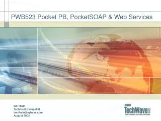 PWB523 Pocket PB, PocketSOAP &amp; Web Services