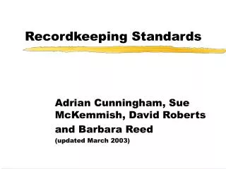 Recordkeeping Standards