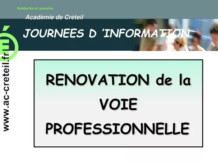 renovation de la voie professionnelle