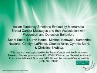 Action Tendency Emotions Evoked by Memorable Breast Cancer Messages and their Association with Prevention and Detection