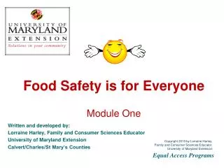 Food Safety is for Everyone Module One