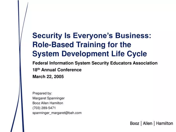 security is everyone s business role based training for the system development life cycle