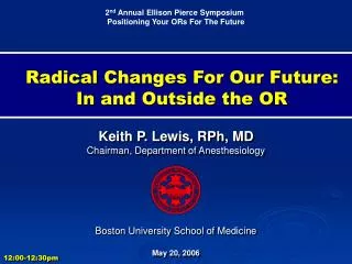 Radical Changes For Our Future: In and Outside the OR