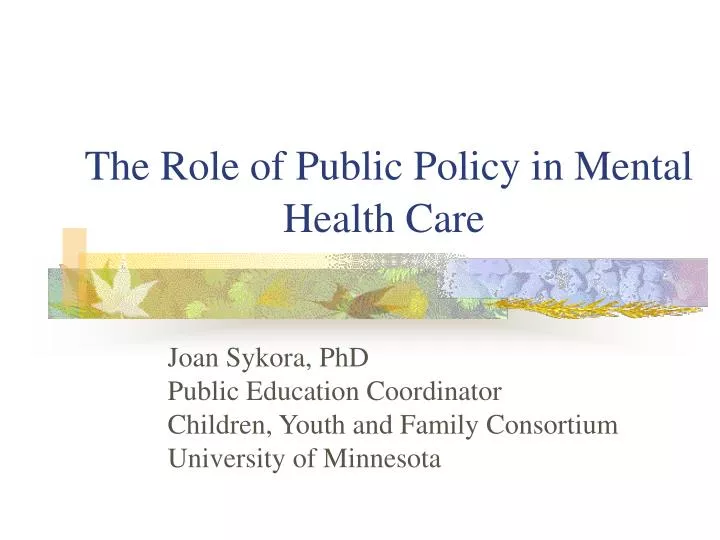 the role of public policy in mental health care