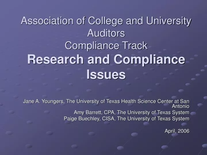 association of college and university auditors compliance track research and compliance issues