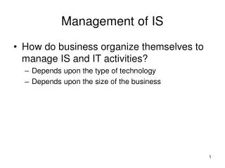 Management of IS