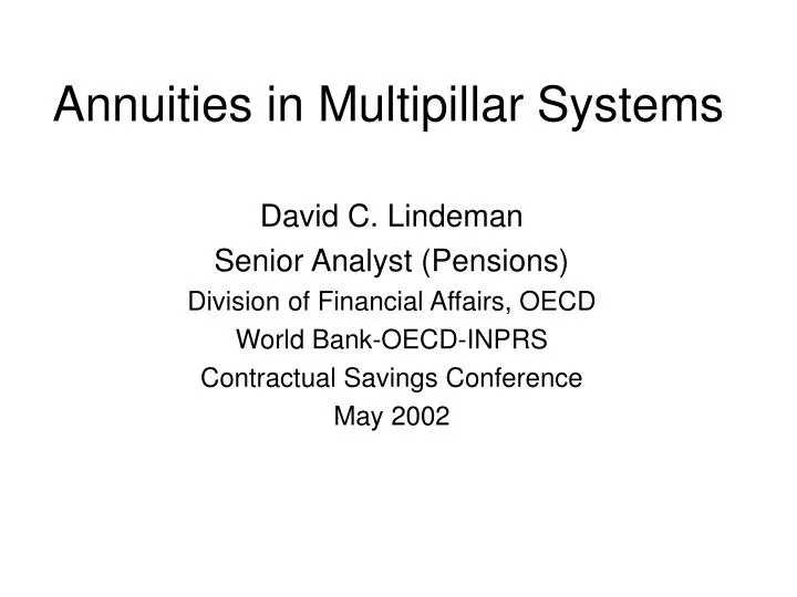 annuities in multipillar systems