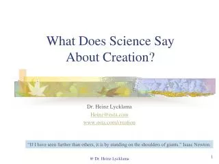 What Does Science Say About Creation?