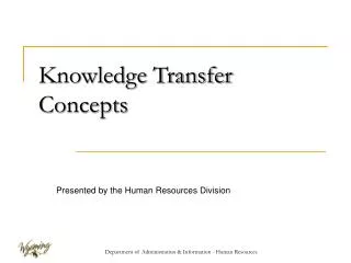 Knowledge Transfer Concepts