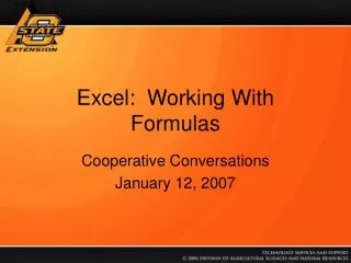 Excel: Working With Formulas