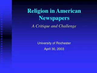 Religion in American Newspapers