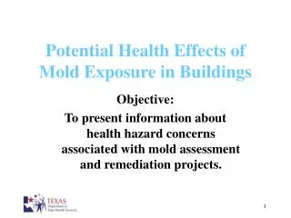 Potential Health Effects of Mold Exposure in Buildings
