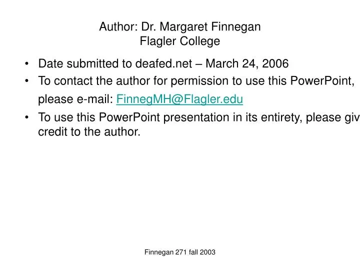 author dr margaret finnegan flagler college