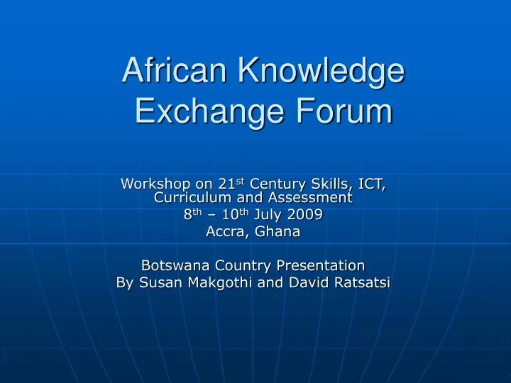 african knowledge exchange forum