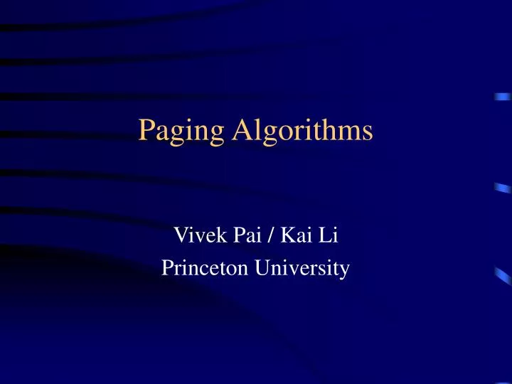 paging algorithms