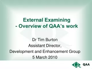 External Examining - Overview of QAA’s work