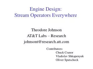 Engine Design: Stream Operators Everywhere