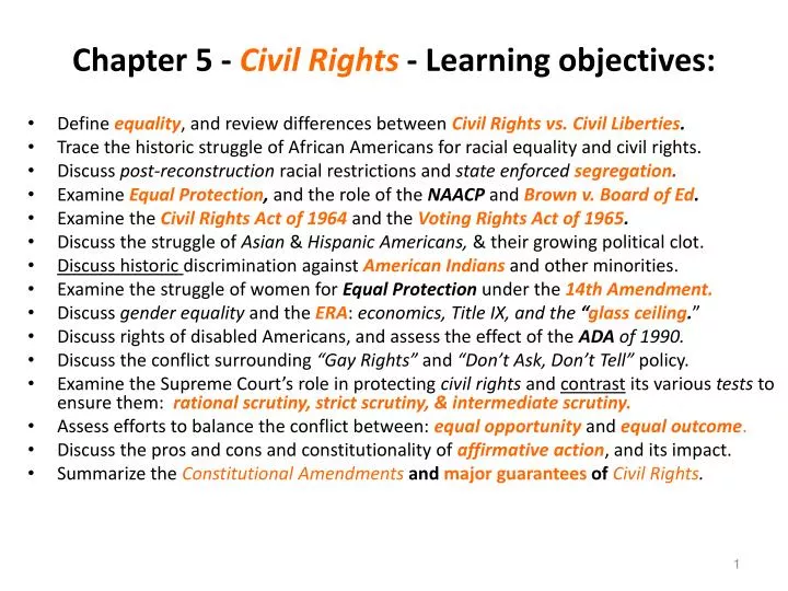 chapter 5 civil rights learning objectives