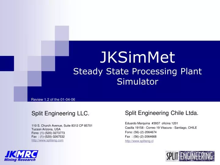 jksimmet steady state processing plant simulator