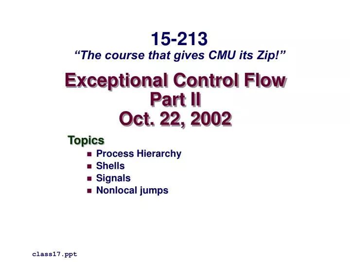 exceptional control flow part ii oct 22 2002