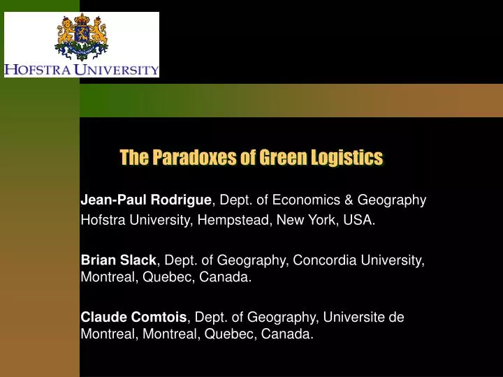 the paradoxes of green logistics