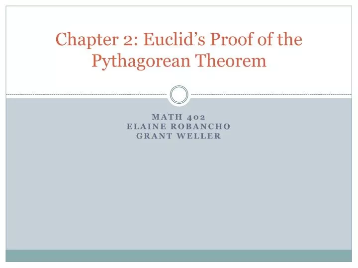 chapter 2 euclid s proof of the pythagorean theorem