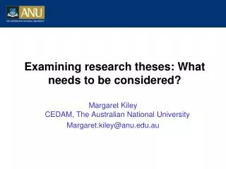 Examining research theses: What needs to be considered?