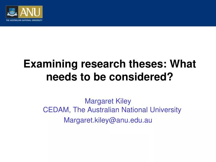 examining research theses what needs to be considered