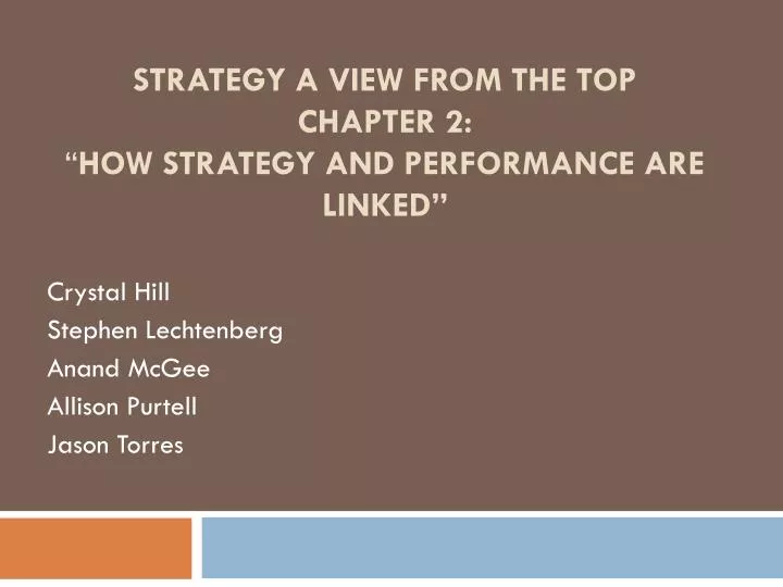 strategy a view from the top chapter 2 how strategy and performance are linked