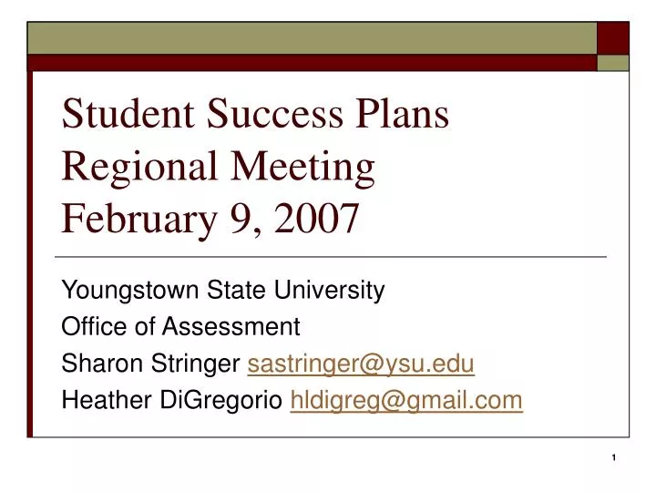 student success plans regional meeting february 9 2007