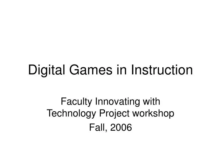 digital games in instruction