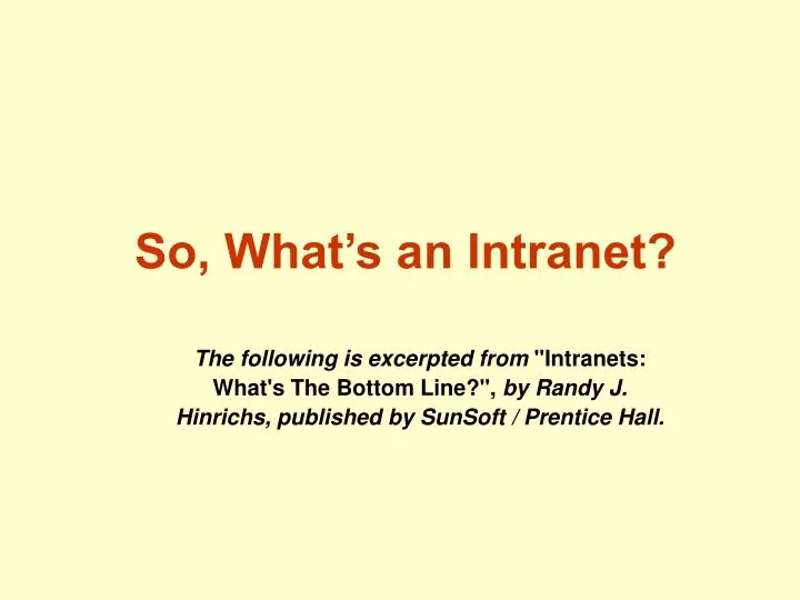 so what s an intranet