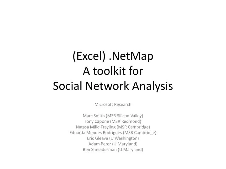 excel netmap a toolkit for social network analysis