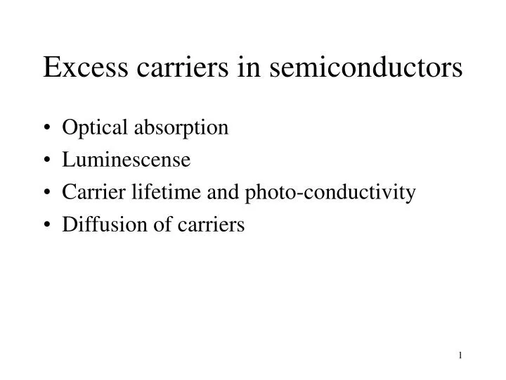 excess carriers in semiconductors