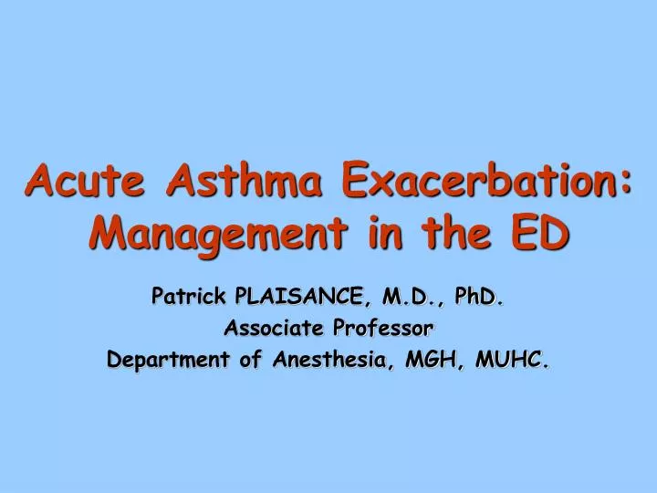 acute asthma exacerbation management in the ed