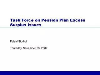 Task Force on Pension Plan Excess Surplus Issues