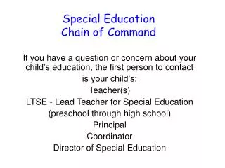 Special Education Chain of Command