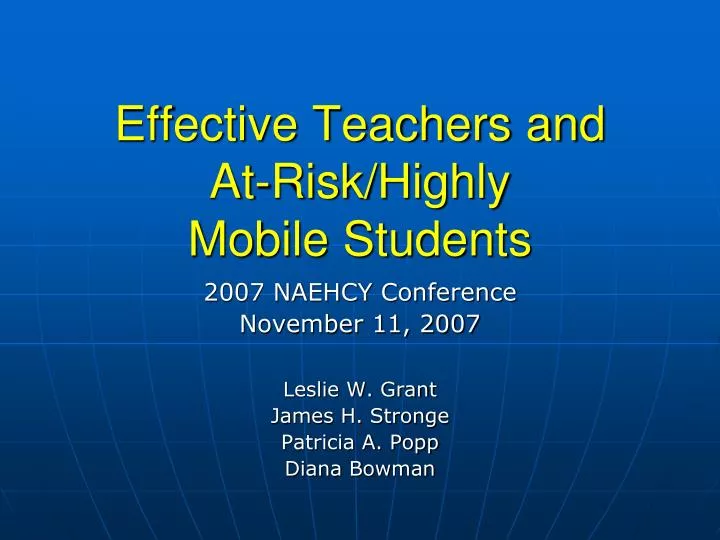 effective teachers and at risk highly mobile students