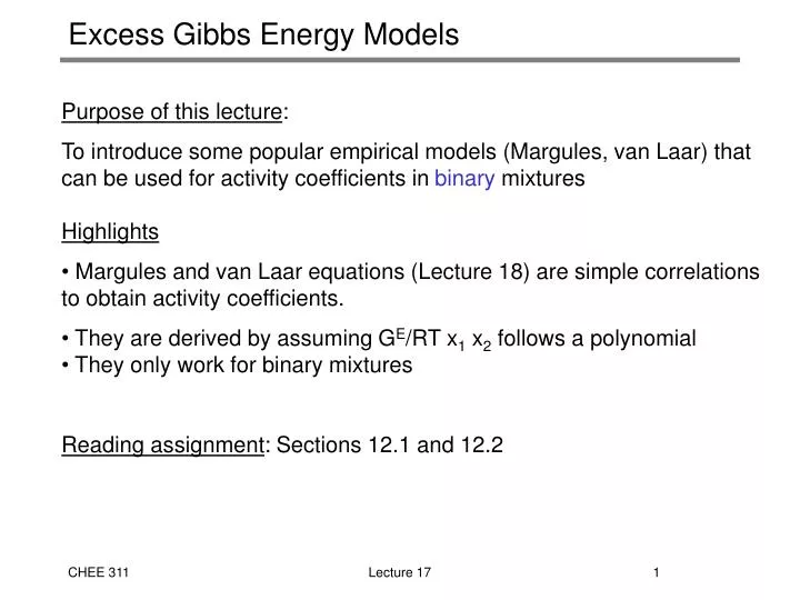 excess gibbs energy models