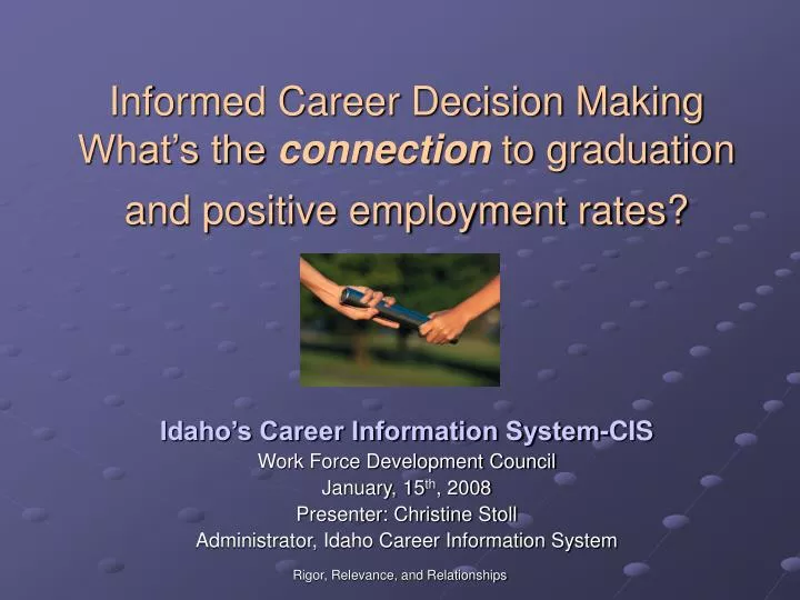 informed career decision making what s the connection to graduation and positive employment rates