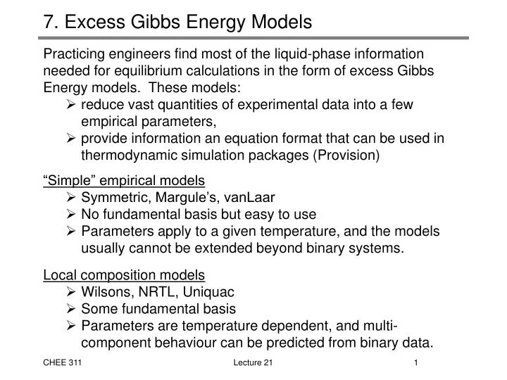 7 excess gibbs energy models