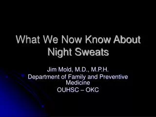 What We Now Know About Night Sweats