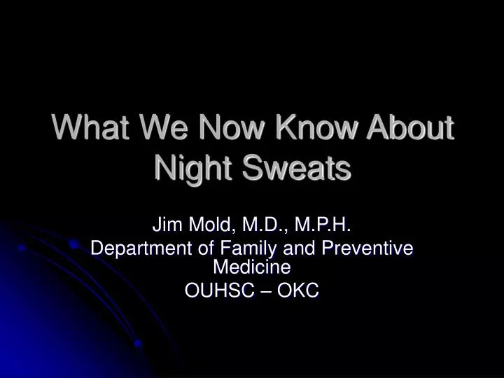 what we now know about night sweats