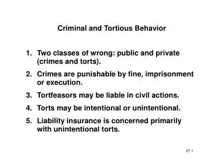 Criminal and Tortious Behavior